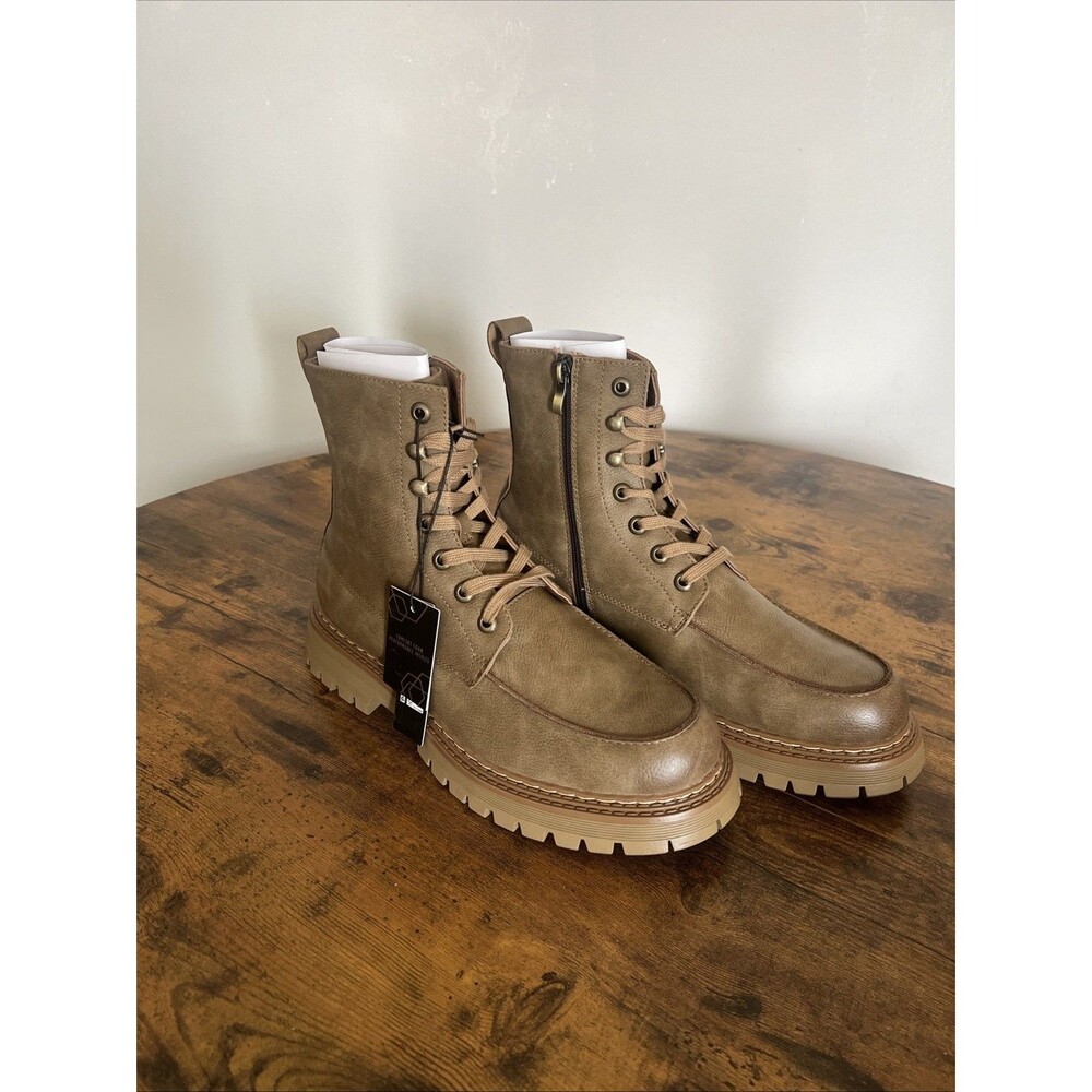 Madden NYC Taupe Combat Boots Men’s Lace Zipper Comfort Foam Insole Size 11